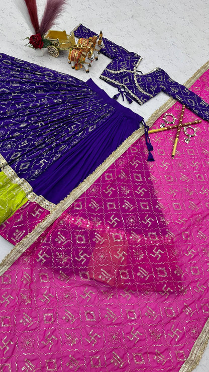 Royal Purple & Rani Pink Navratri Special Lehenga Choli