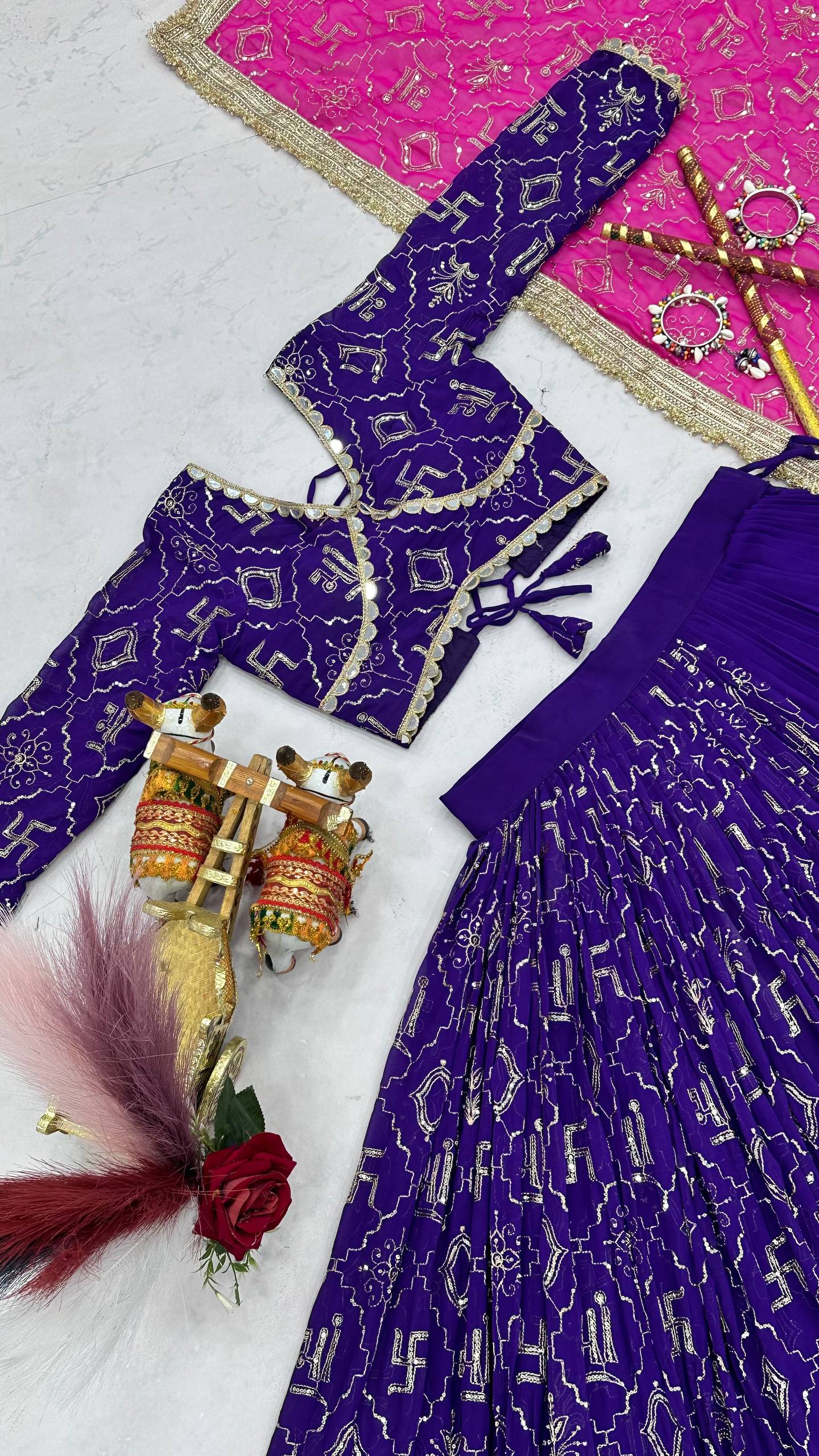 Royal Purple & Rani Pink Navratri Special Lehenga Choli