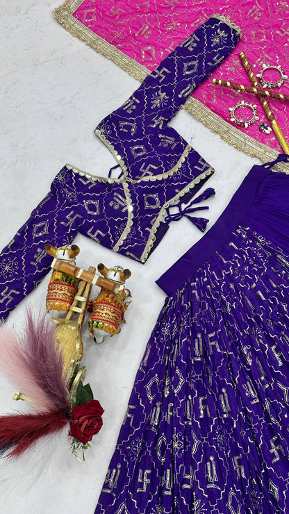 Royal Purple & Rani Pink Navratri Special Lehenga Choli