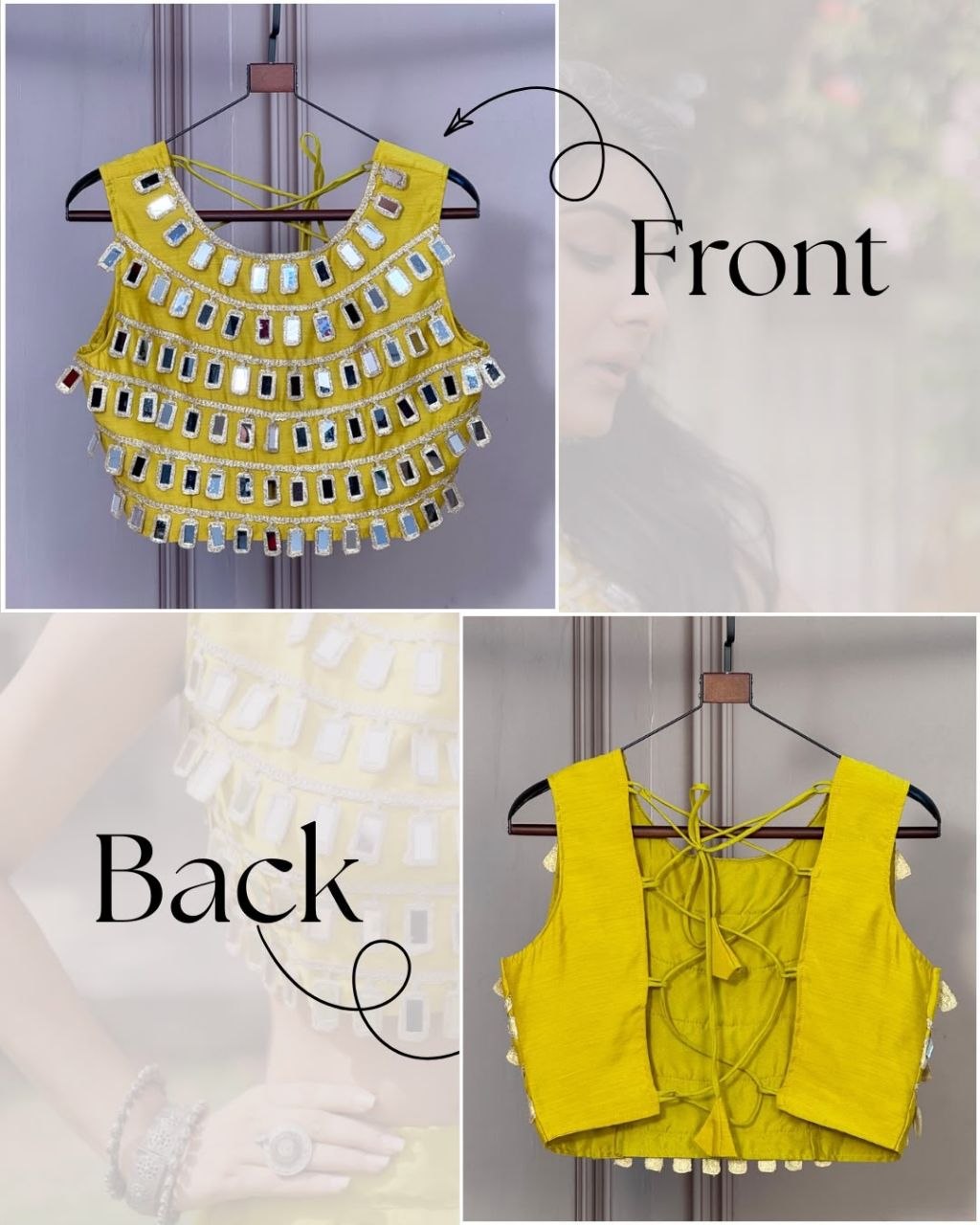 Roman Silk Mirror Work Navratri Blouse Party Wear Salwar Suit Top