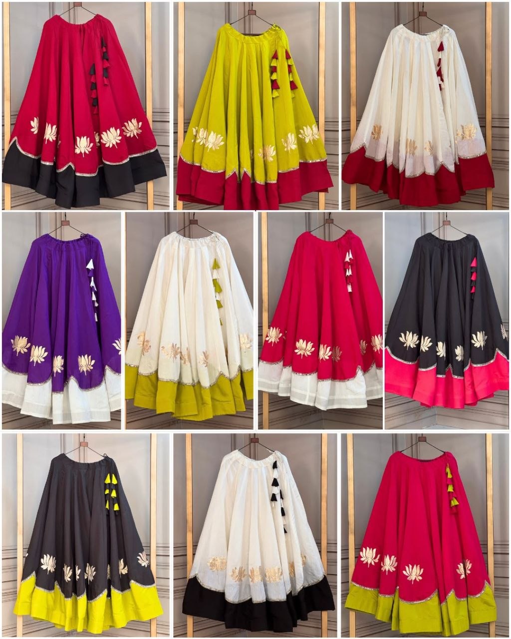 Navratri Lehenga Choli for Women - Lotus Gota Work Garba Skirt
