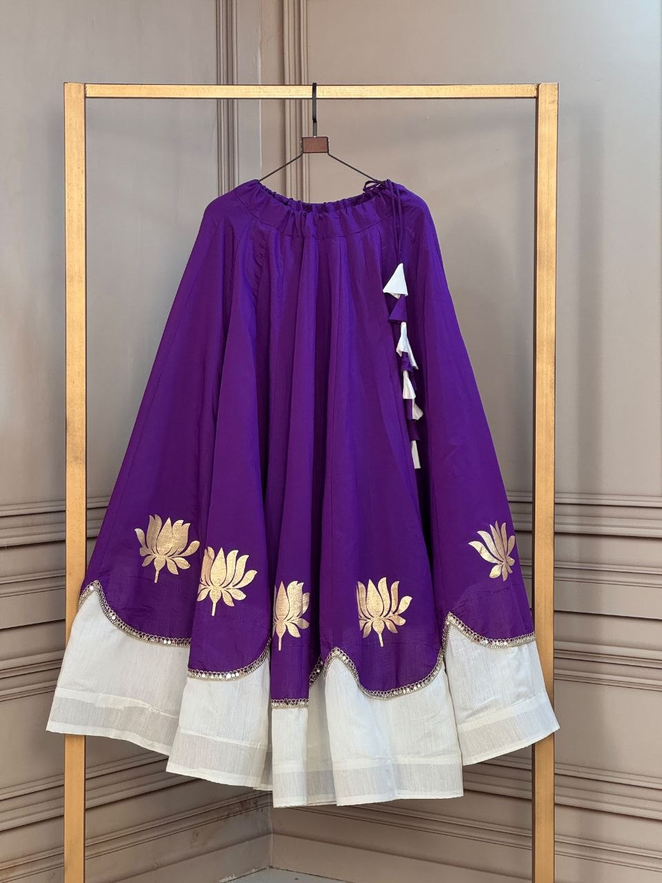 Navratri Lehenga Choli for Women - Lotus Gota Work Garba Skirt