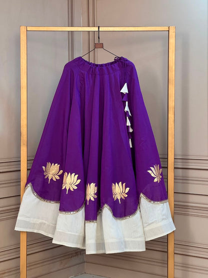 Navratri Lehenga Choli for Women - Lotus Gota Work Garba Skirt