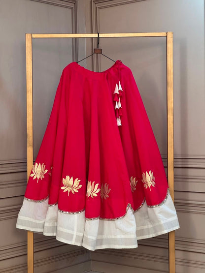 Navratri Lehenga Choli for Women - Lotus Gota Work Garba Skirt