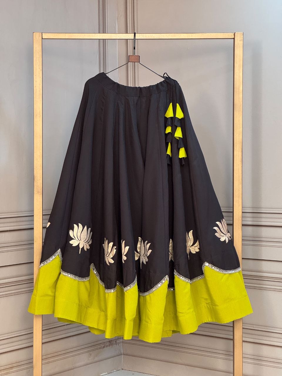 Navratri Lehenga Choli for Women - Lotus Gota Work Garba Skirt