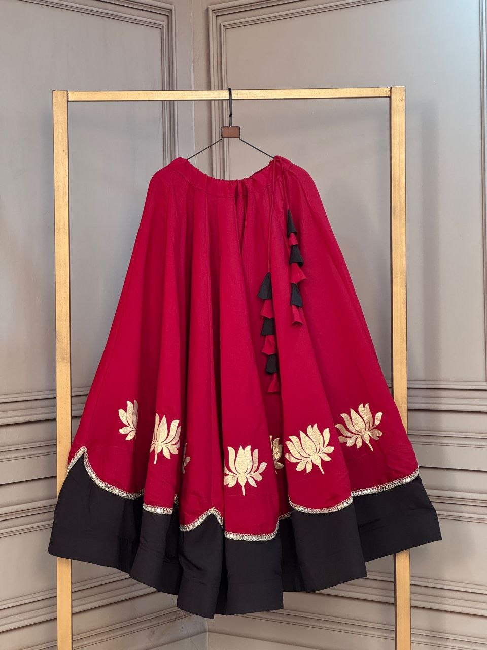 Navratri Lehenga Choli for Women - Lotus Gota Work Garba Skirt