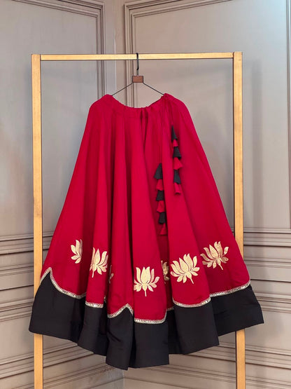 Navratri Lehenga Choli for Women - Lotus Gota Work Garba Skirt