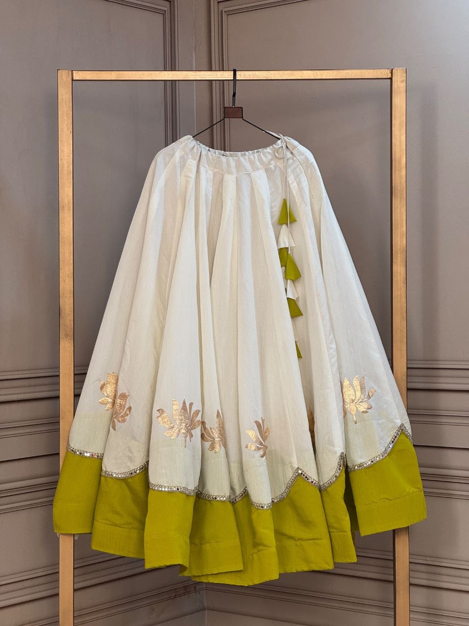 Navratri Lehenga Choli for Women - Lotus Gota Work Garba Skirt