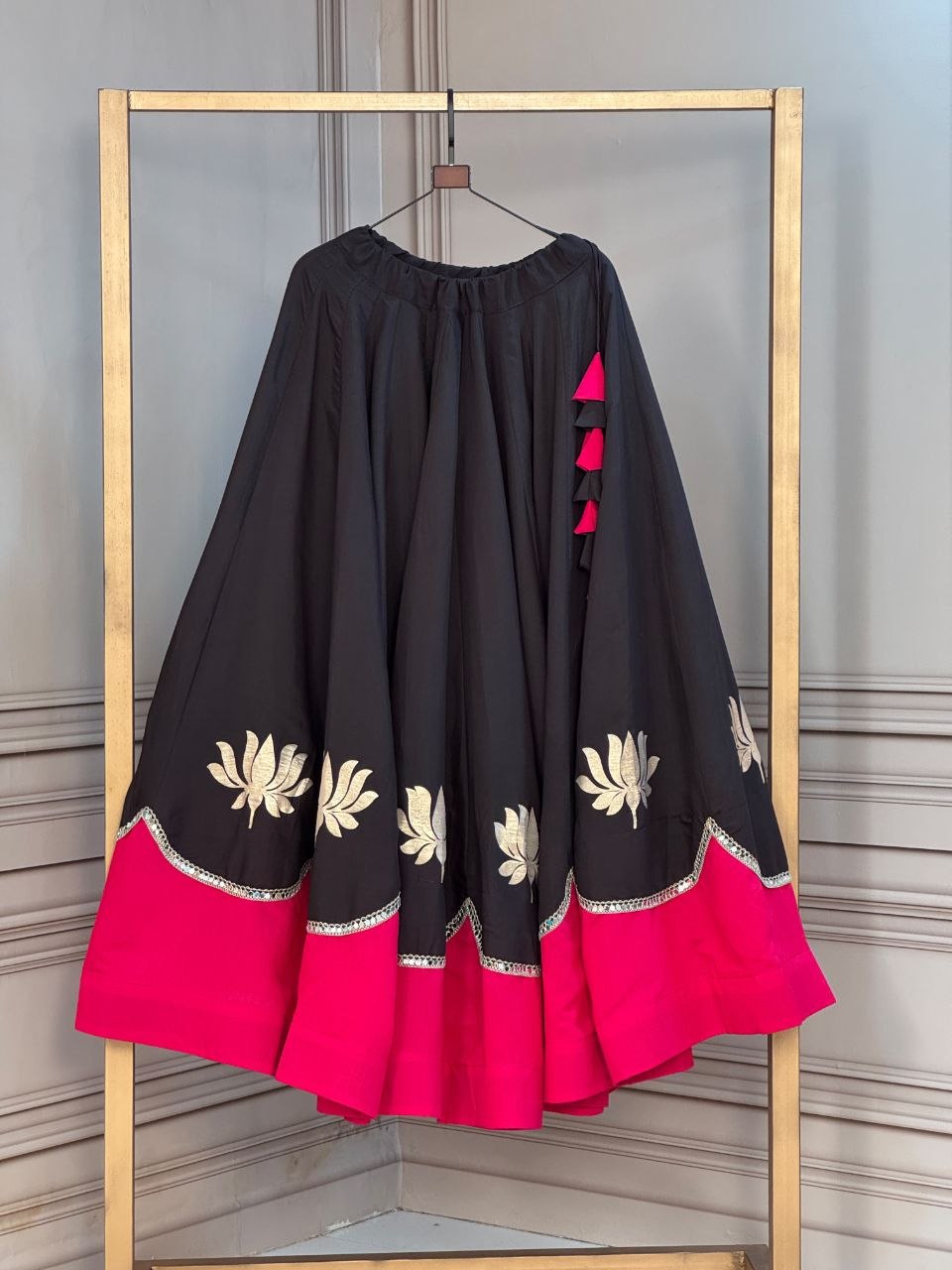 Navratri Lehenga Choli for Women - Lotus Gota Work Garba Skirt