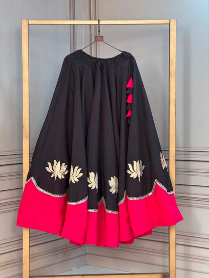 Navratri Lehenga Choli for Women - Lotus Gota Work Garba Skirt