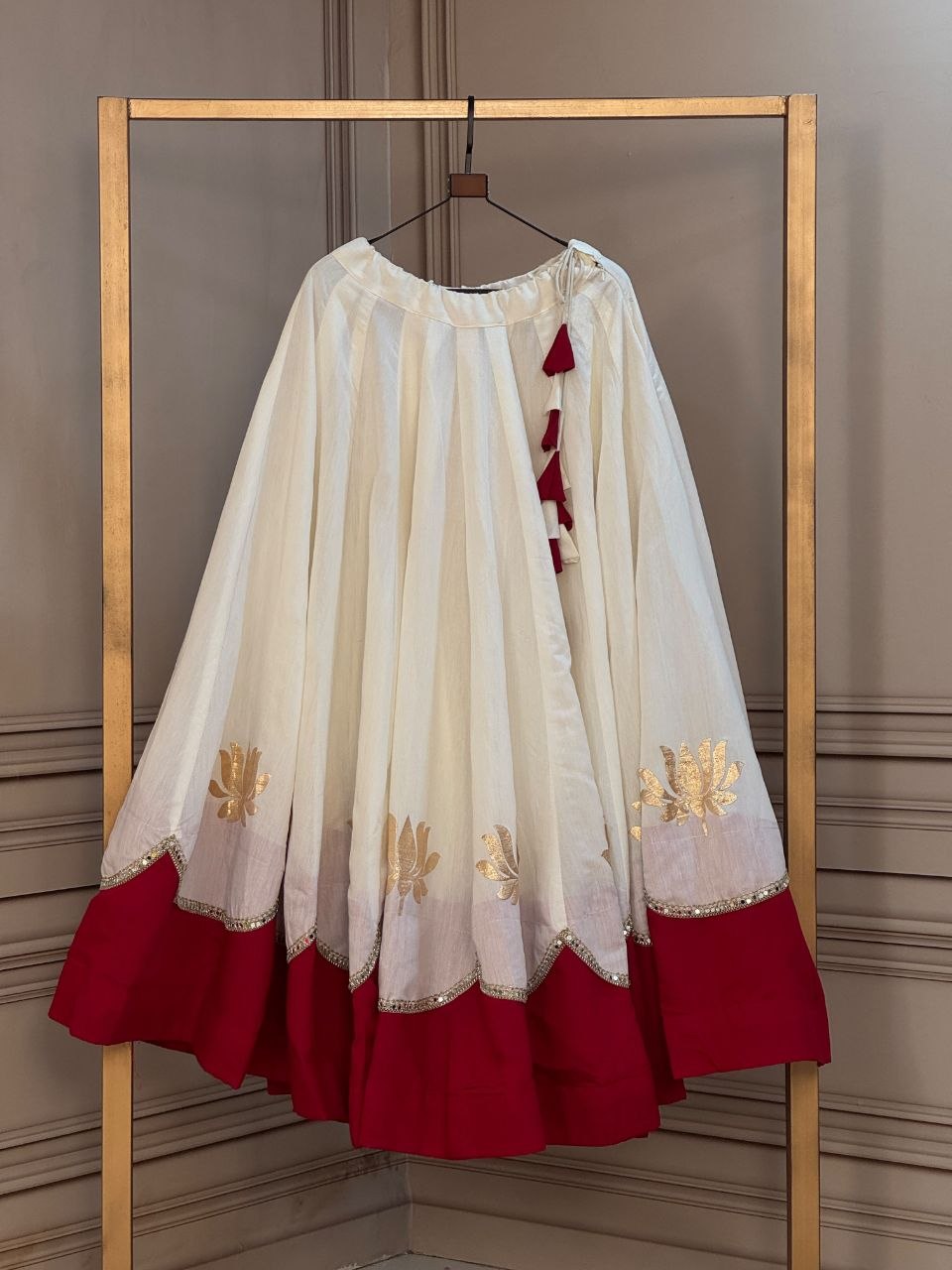 Navratri Lehenga Choli for Women - Lotus Gota Work Garba Skirt