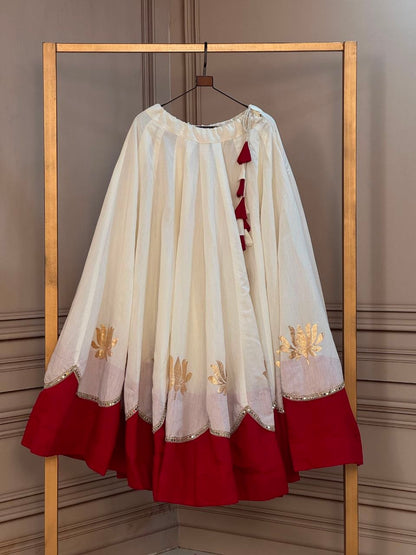 Navratri Lehenga Choli for Women - Lotus Gota Work Garba Skirt