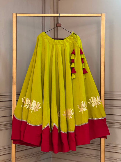 Navratri Lehenga Choli for Women - Lotus Gota Work Garba Skirt