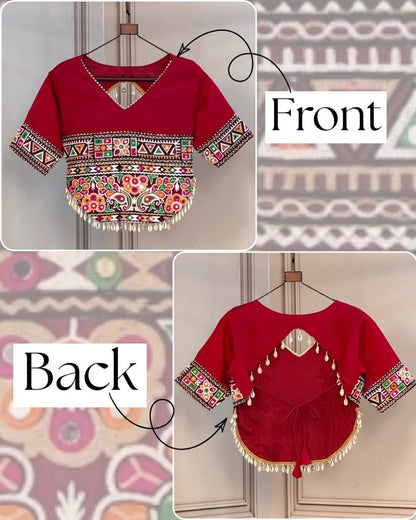 Navratri Embroidered Gamthi Blouse for Garba and Lehenga Choli