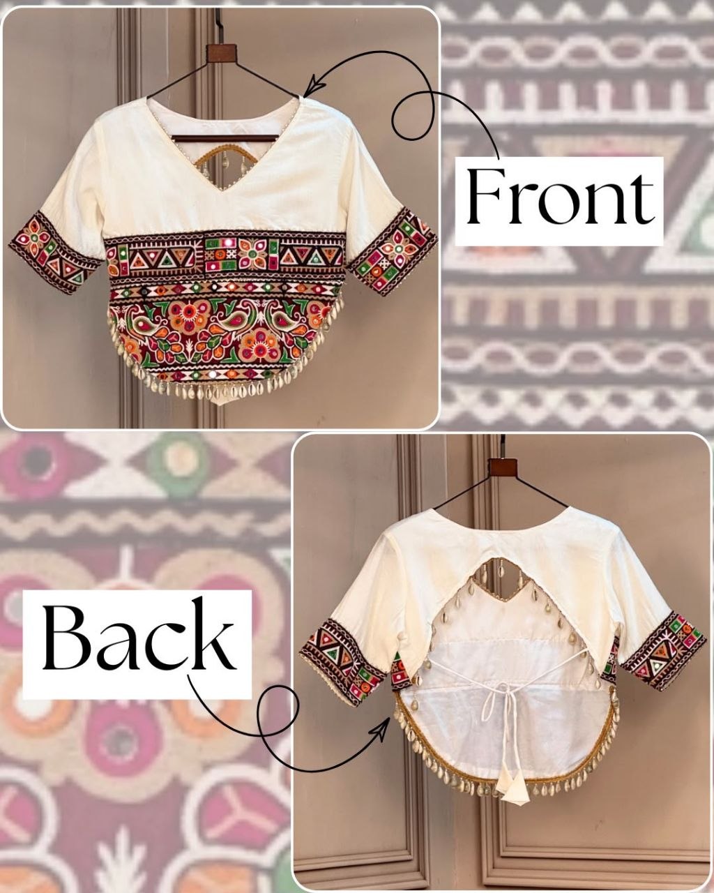 Navratri Embroidered Gamthi Blouse for Garba and Lehenga Choli