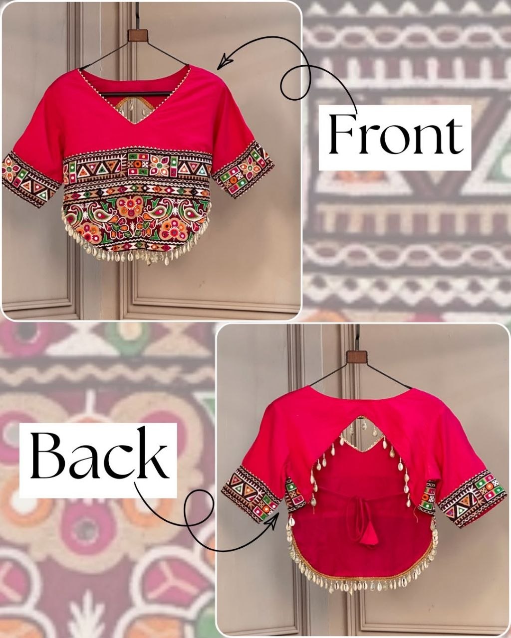 Navratri Embroidered Gamthi Blouse for Garba and Lehenga Choli