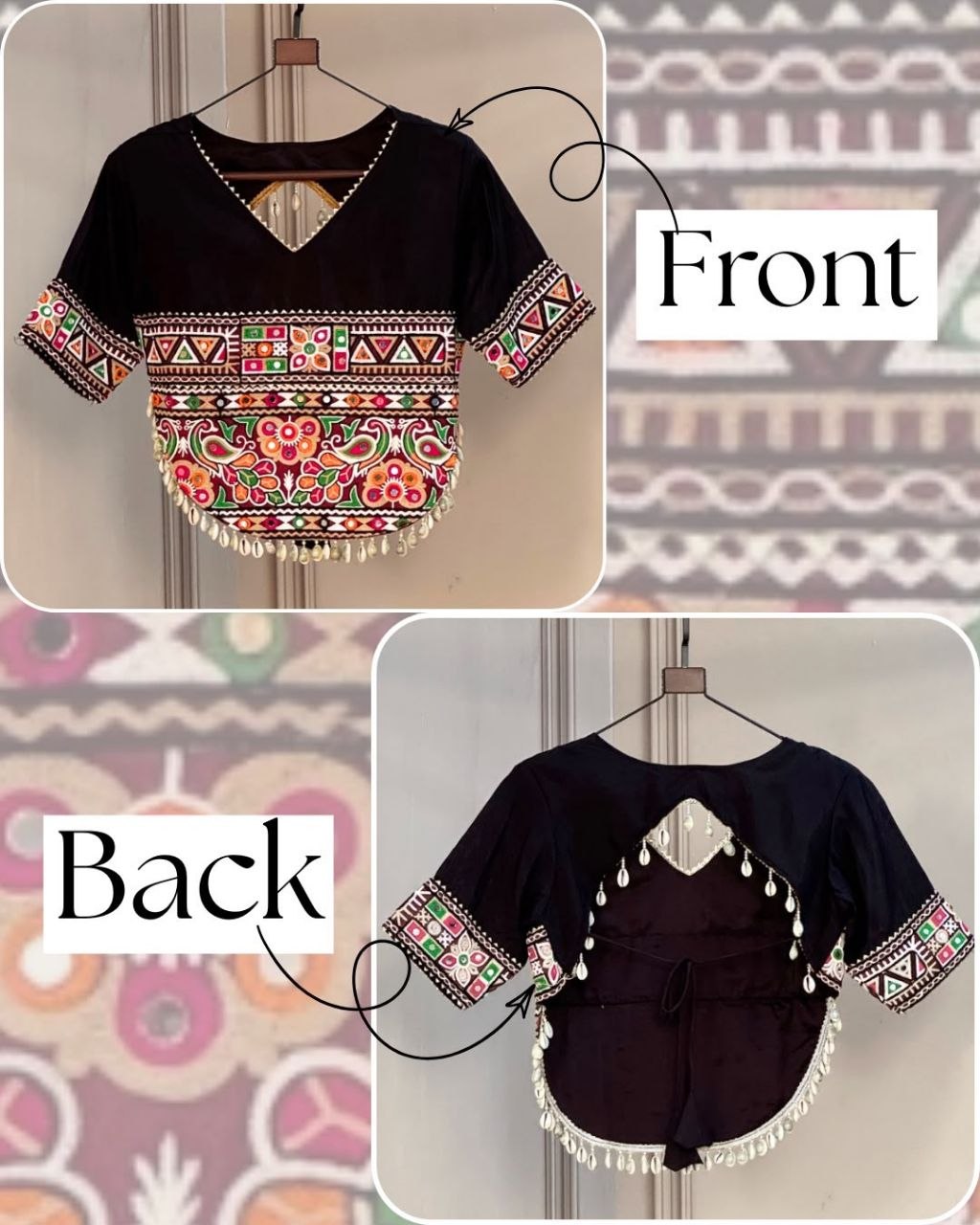 Navratri Embroidered Gamthi Blouse for Garba and Lehenga Choli