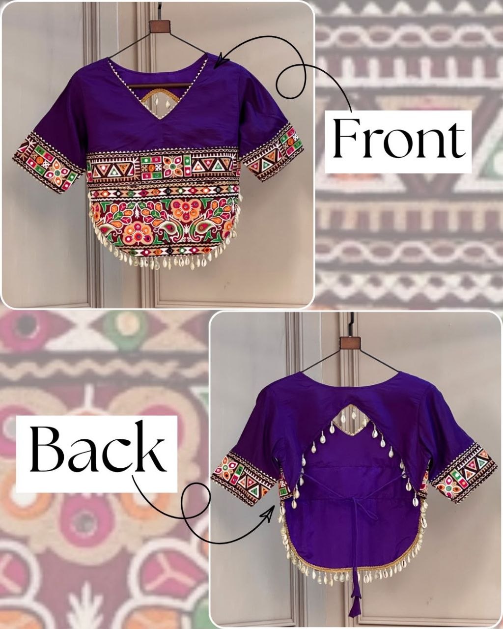 Navratri Embroidered Gamthi Blouse for Garba and Lehenga Choli