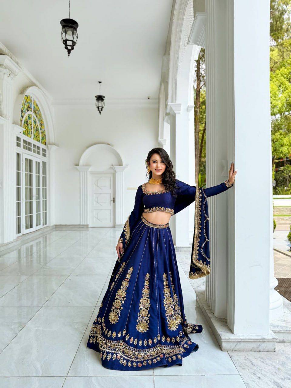 Designer Chinon Silk Lehenga Choli for Women Wedding Party Wear