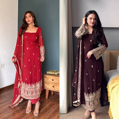 Party Wear Salwar Kameez Suit with Intricate Sequence Work