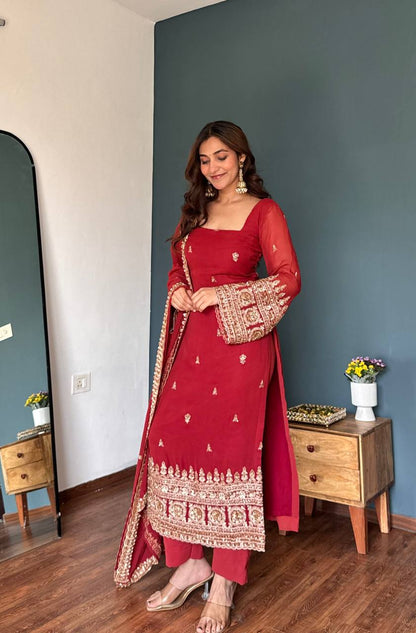 Party Wear Salwar Kameez Suit with Intricate Sequence Work