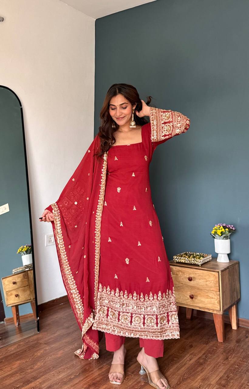 Party Wear Salwar Kameez Suit with Intricate Sequence Work