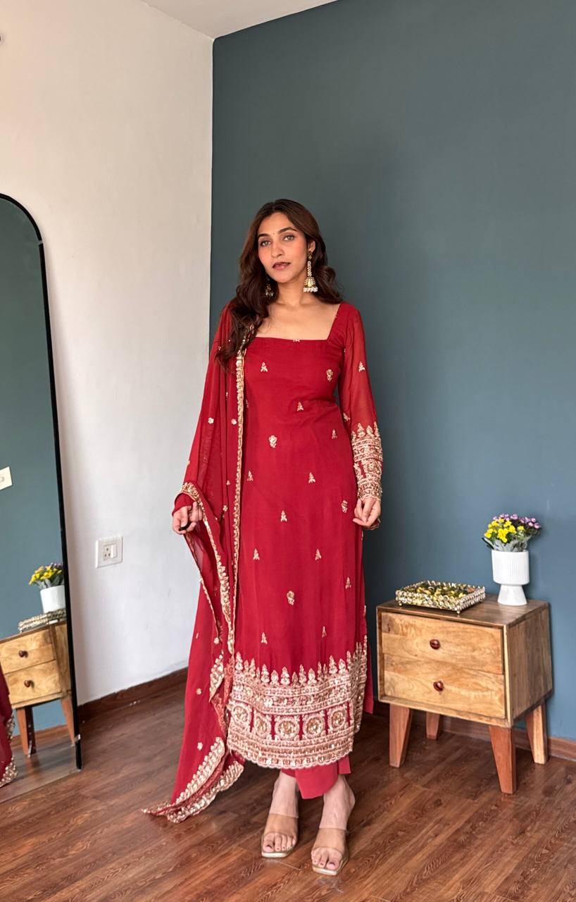 Party Wear Salwar Kameez Suit with Intricate Sequence Work