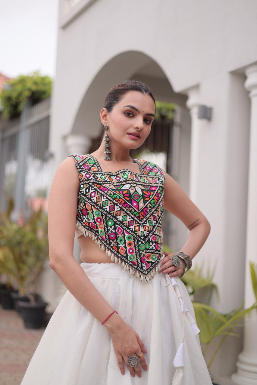 Navratri Lehenga Choli with Coconut Gota Work - Garba Ready