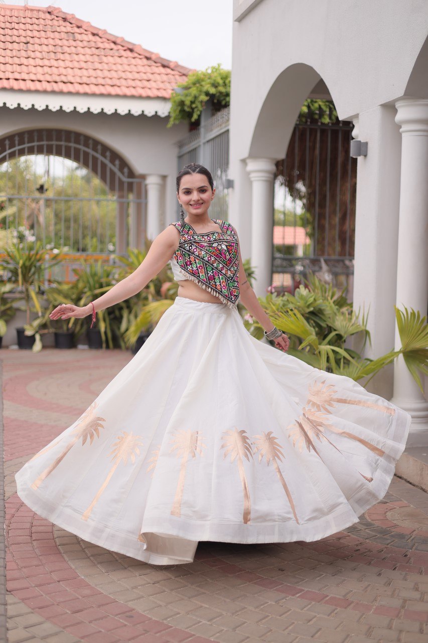 Navratri Lehenga Choli with Coconut Gota Work - Garba Ready