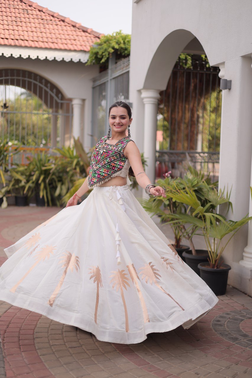 Navratri Lehenga Choli with Coconut Gota Work - Garba Ready
