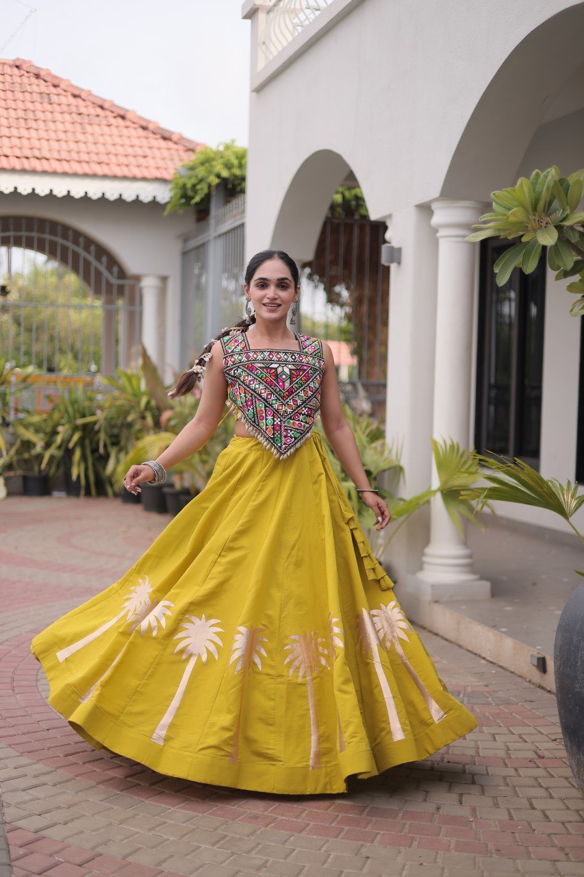Navratri Lehenga Choli with Coconut Gota Work - Garba Ready