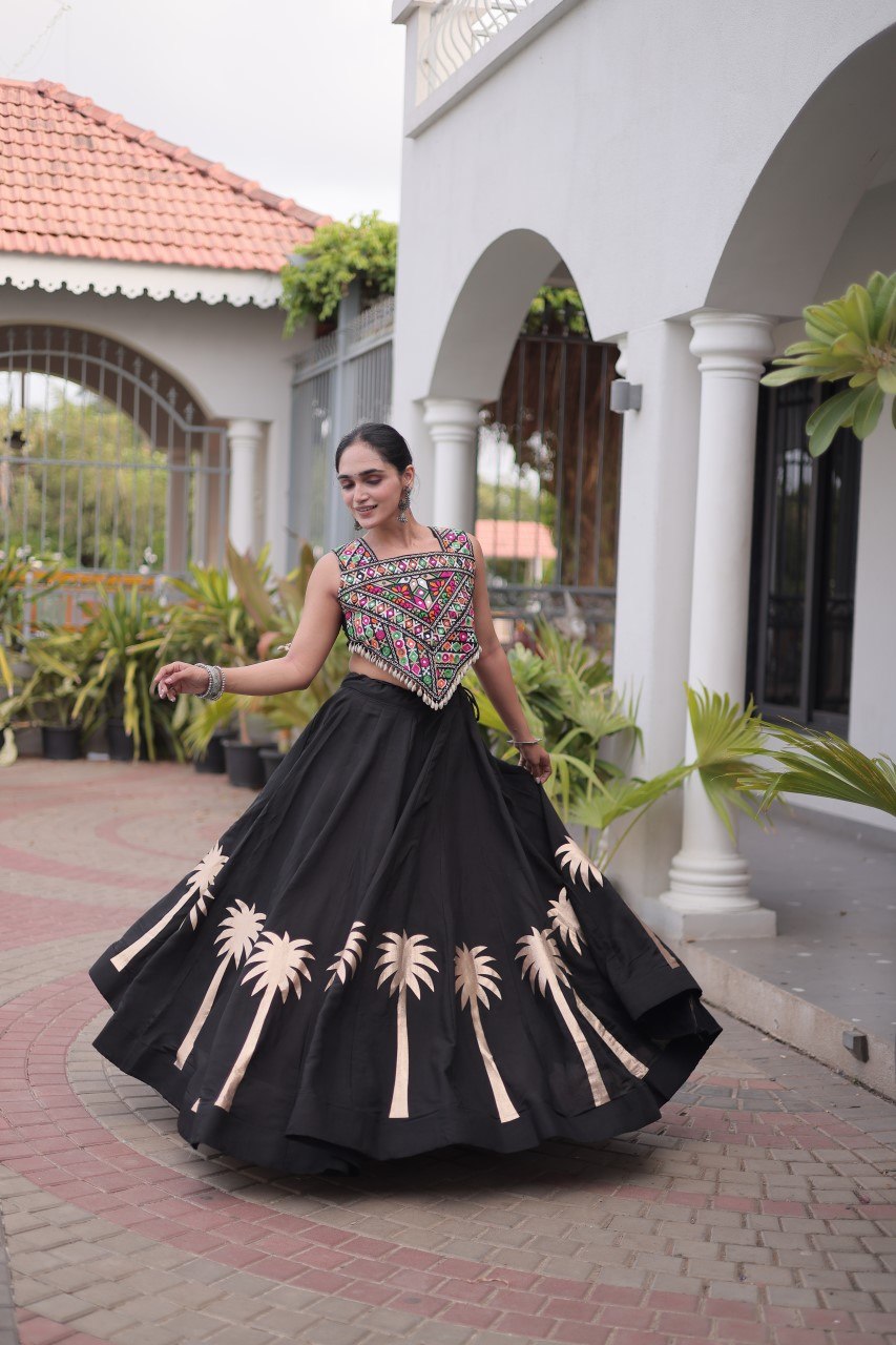 Navratri Lehenga Choli with Coconut Gota Work - Garba Ready