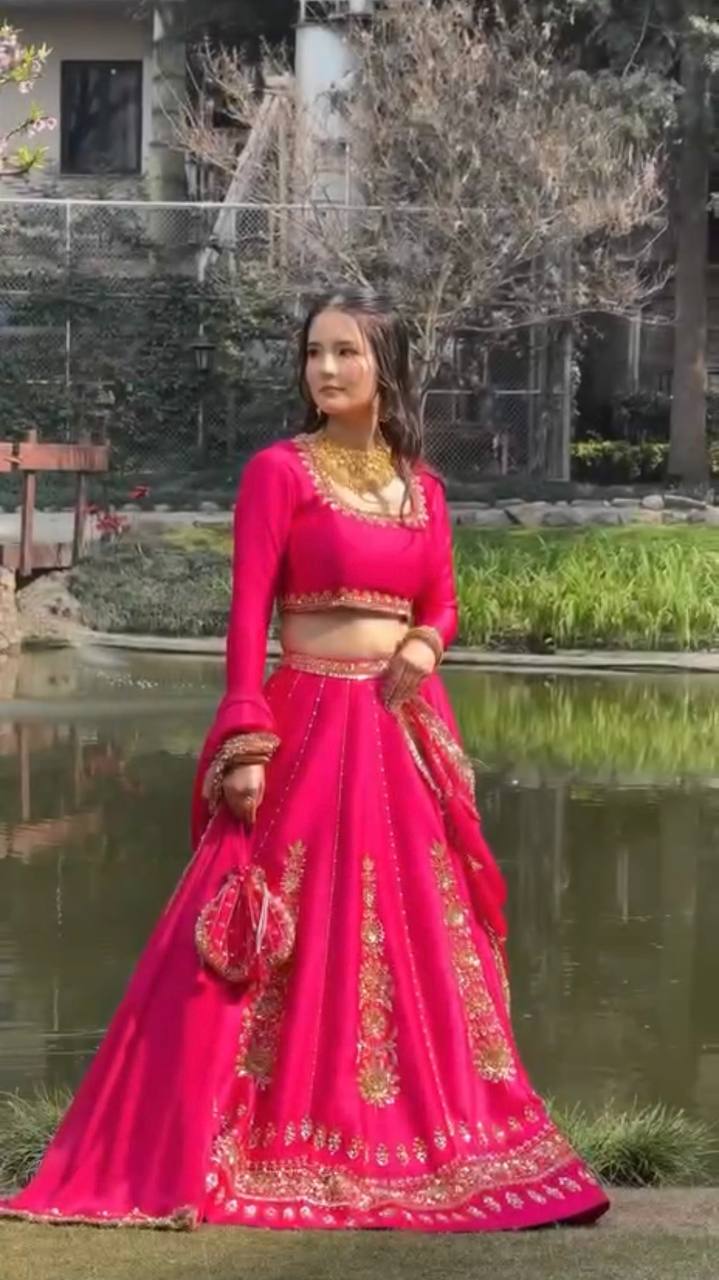 Designer Chinon Silk Lehenga Choli for Women Wedding Party Wear