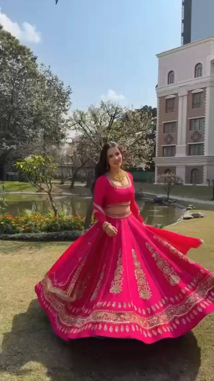 Designer Chinon Silk Lehenga Choli for Women Wedding Party Wear