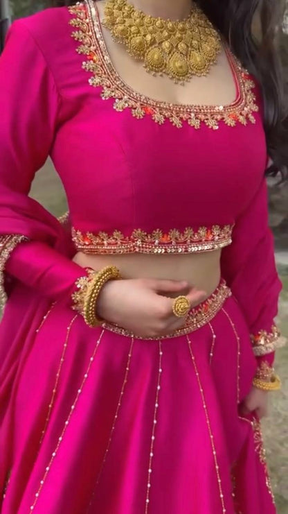 Designer Chinon Silk Lehenga Choli for Women Wedding Party Wear