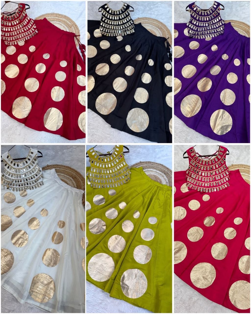 Navratri Special Roman Silk Lehenga Choli with Mirror Work