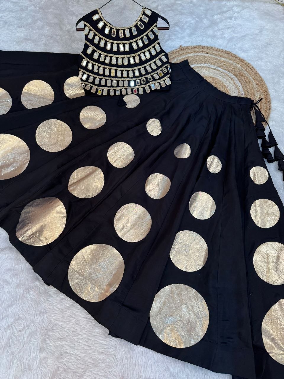 Navratri Special Roman Silk Lehenga Choli with Mirror Work