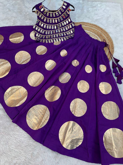 Navratri Special Roman Silk Lehenga Choli with Mirror Work