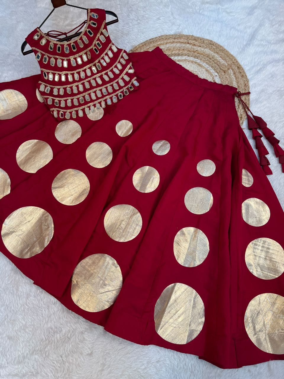 Navratri Special Roman Silk Lehenga Choli with Mirror Work