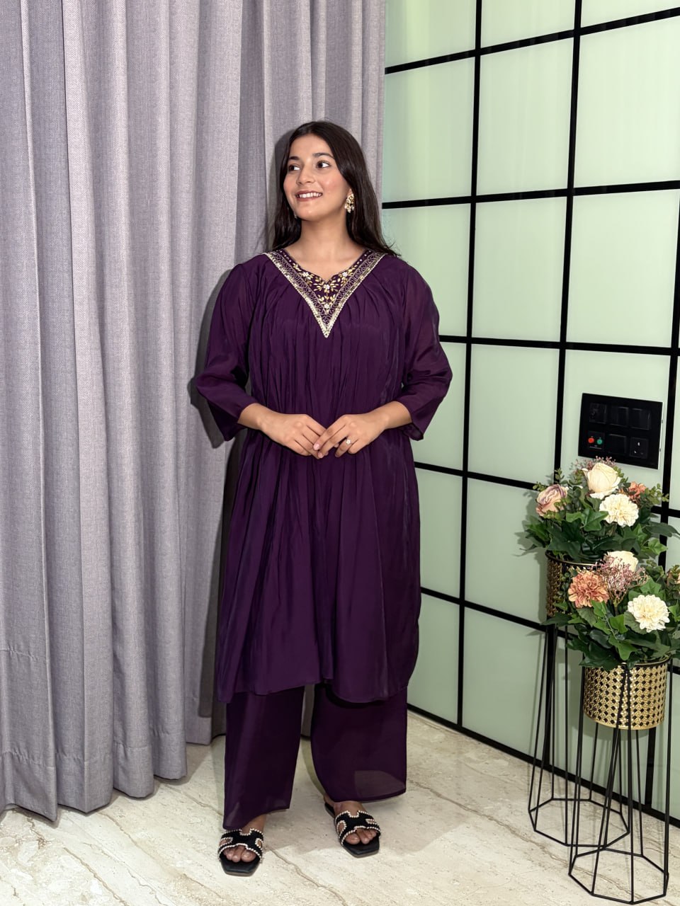 Designer Party Wear Salwar Kameez Suit with Woven Striped Dupatta