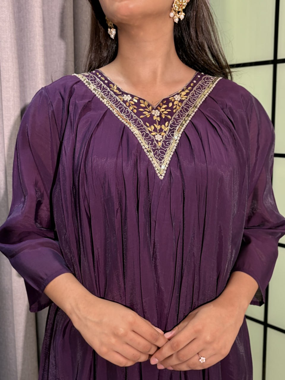 Designer Party Wear Salwar Kameez Suit with Woven Striped Dupatta