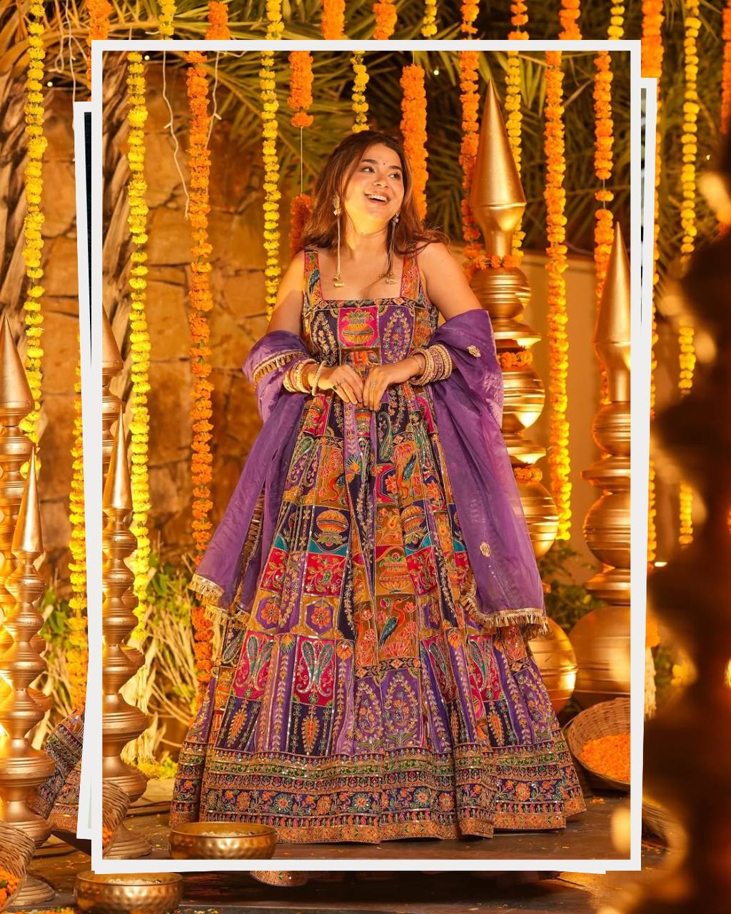 Purple Position Print Embroidered Lehenga Choli for Women