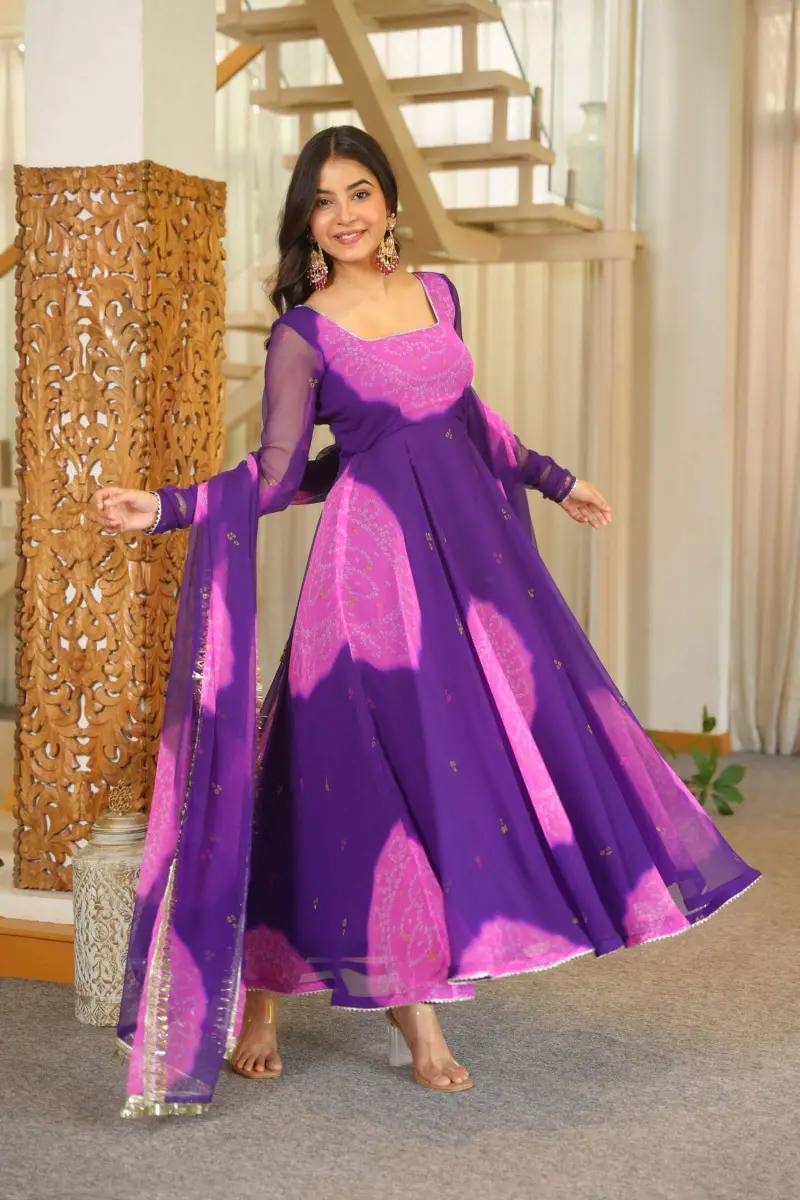 Elegant Designer Anarkali Suit with Digital Print and Fancy Border
