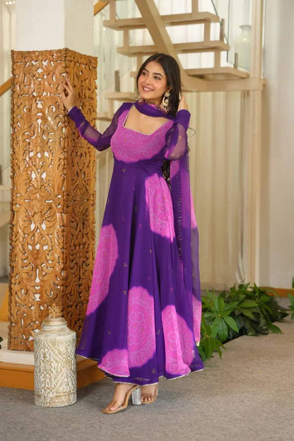 Elegant Designer Anarkali Suit with Digital Print and Fancy Border