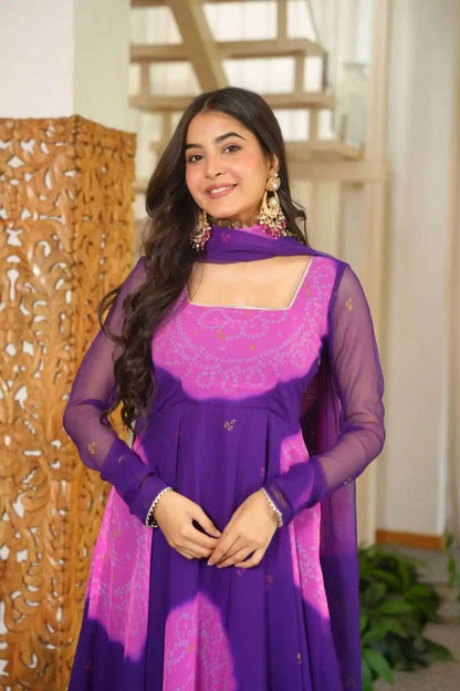 Elegant Designer Anarkali Suit with Digital Print and Fancy Border