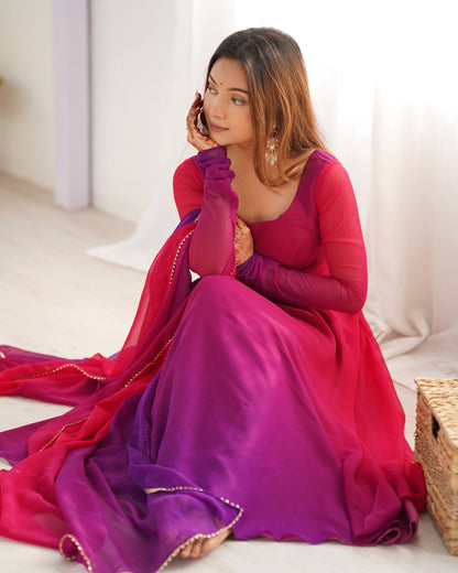 Pure Georgette Full Flare Anarkali Salwar Suit for Women