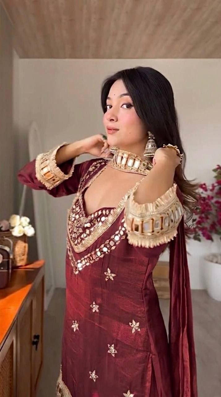 Embroidered Kurta Palazzo Set with Dupatta - 4 Piece Bustier Set