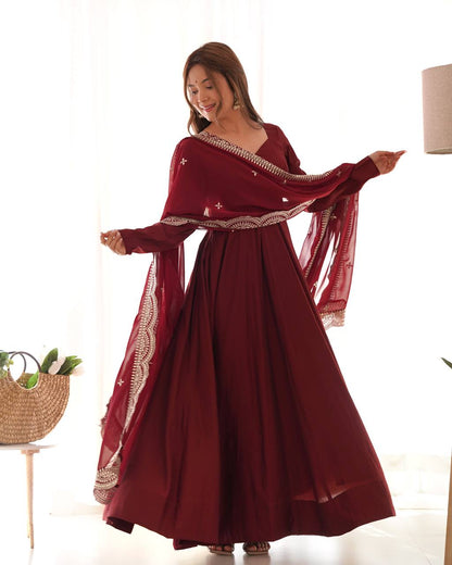Premium Roman Silk Salwar Suit Party Wear Anarkali