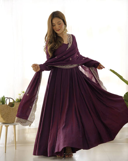 Premium Roman Silk Salwar Suit Party Wear Anarkali