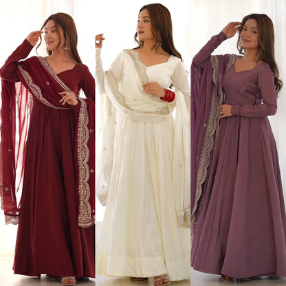 Premium Roman Silk Salwar Suit Party Wear Anarkali